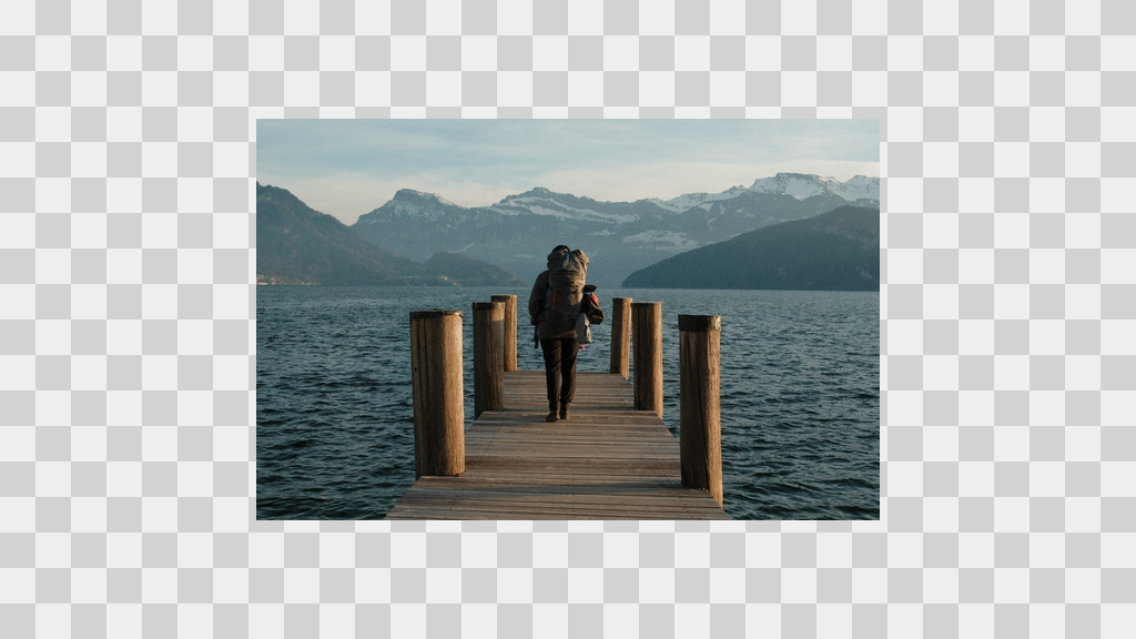 Original lakeside photo before AI image expansion