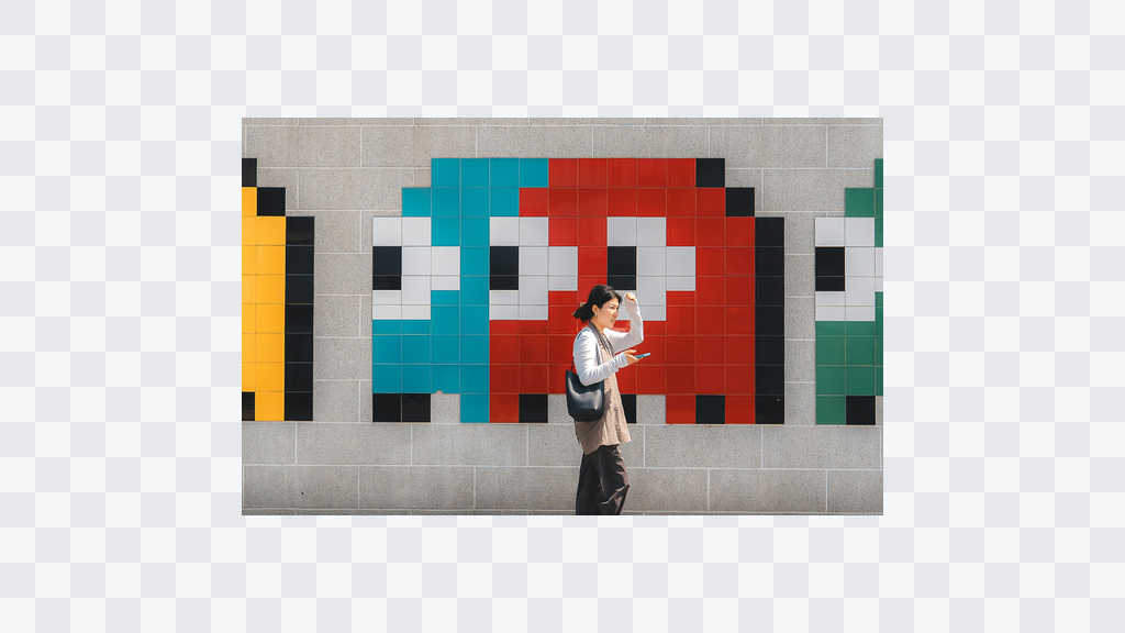 Original Pac-Man arcade scene before AI image expansion