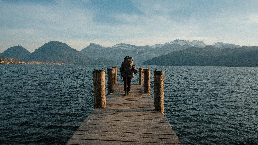 Expanded lakeside photo after AI image expansion